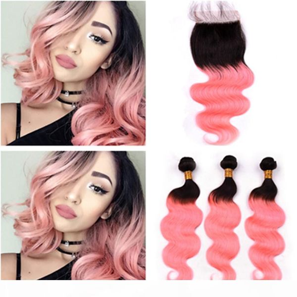 #1b pink ombre body wave indian human hair 3bundles and closure ombre rose gold wavy weave wefts black roots with 4x4 lace closure, Black;brown
#1b pink ombre body wave indian human hair 3bundles and closure ombre rose gold wavy weave wefts black roots with 4x4 lace closure, Black;brown