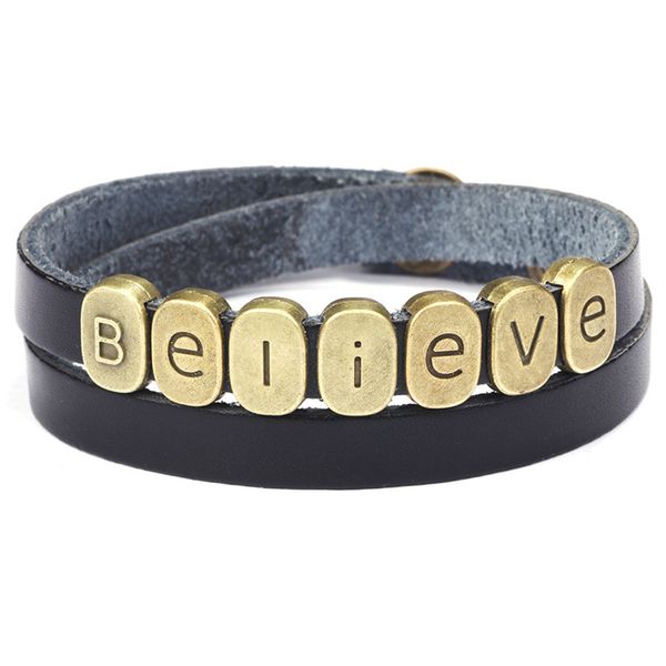 2021 new vintage believe letters genuine leather bracelet couples alloy men wristband women bracelets fashion jewelry gift, Black
2021 new vintage believe letters genuine leather bracelet couples alloy men wristband women bracelets fashion jewelry gift, Black