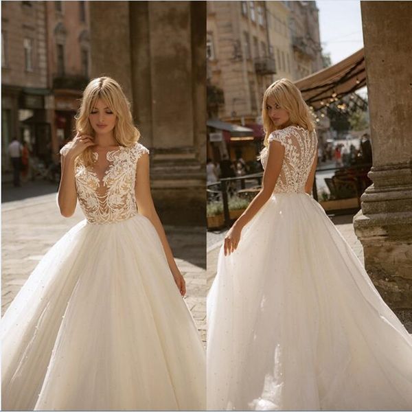 oksana 2021 wedding dresses capped sleeve appliques lace beach bridal gowns custom made button back sweep train a-line wedding dress, White
oksana 2021 wedding dresses capped sleeve appliques lace beach bridal gowns custom made button back sweep train a-line wedding dress, White