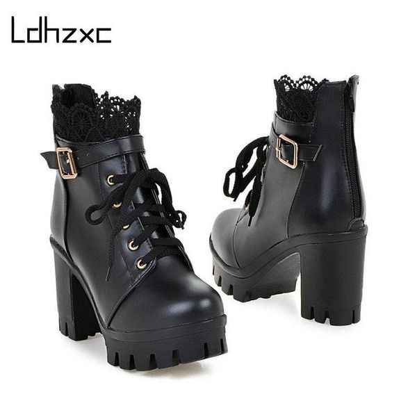 boots ldhzxc autumn british women square high heels round toe rubber platform heel female ankle buckle short, Black
boots ldhzxc autumn british women square high heels round toe rubber platform heel female ankle buckle short, Black