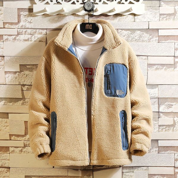 2021 new winter lamb man's jacket velvet tide student thick turtleneck retro cotton better new stripe clothes 2zkv, Black 
2021 new winter lamb man's jacket velvet tide student thick turtleneck retro cotton better new stripe clothes 2zkv, Black