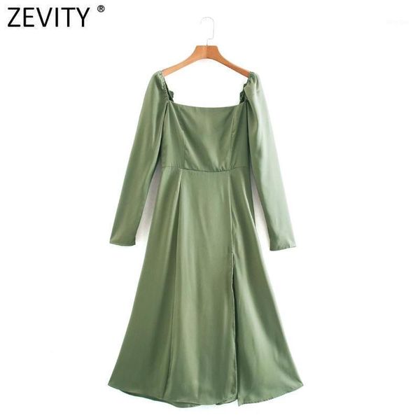 zevity 2021 french style elegant women square collar solid satin split midi dress femme chic vestido back zipper clothing ds48961, Black;gray
zevity 2021 french style elegant women square collar solid satin split midi dress femme chic vestido back zipper clothing ds48961, Black;gray