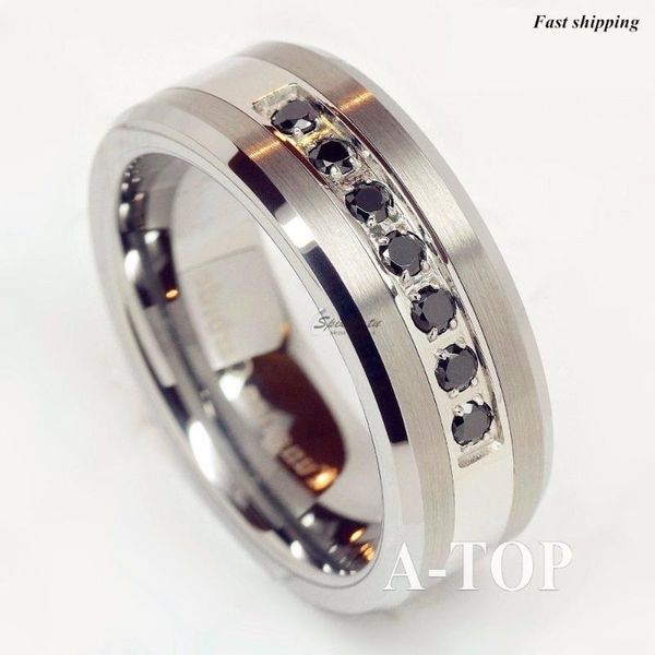 wedding rings luxury tungsten ring cz men women band brushed size 6-13, Slivery;golden
wedding rings luxury tungsten ring cz men women band brushed size 6-13, Slivery;golden