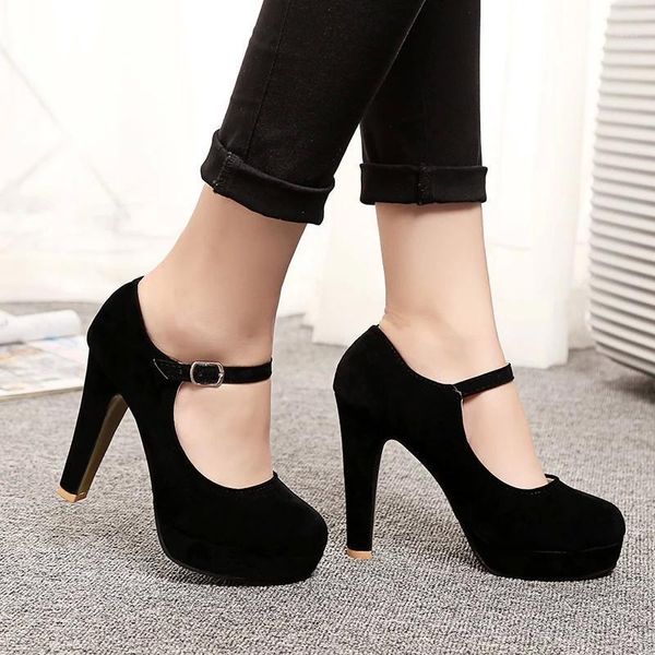 dress shoes heels women solid buckle round toe pu pumps shallow office lady sapato feminino platform single shoe plussize u14-681, Black
dress shoes heels women solid buckle round toe pu pumps shallow office lady sapato feminino platform single shoe plussize u14-681, Black
