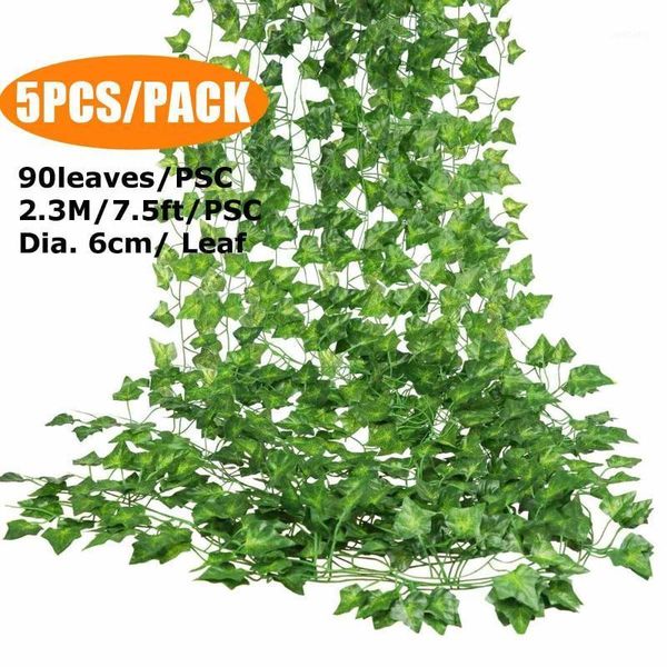 decorative flowers & wreaths 230cm artificial ivy green leaf garland plants vine fake foliage home decor plastic rattan string wall plant1