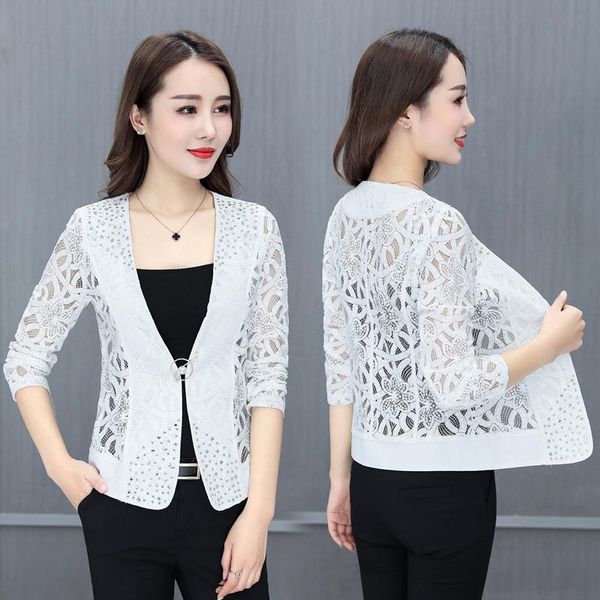 lace small suit jacket female 2020 spring autumn new korean shawl large size casual wild short thin blazers coat is1671, White;black
lace small suit jacket female 2020 spring autumn new korean shawl large size casual wild short thin blazers coat is1671, White;black