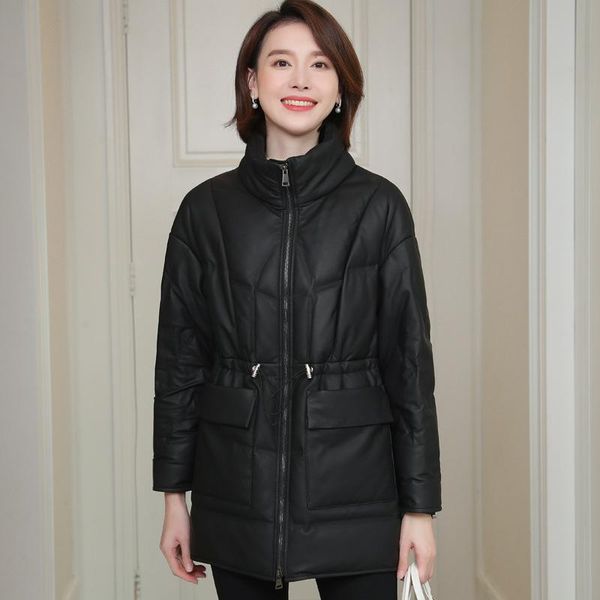 leather down jacket leather garment women's middle long 2021 winter wear new loose and thin casual sheepskin coat, Black
leather down jacket leather garment women's middle long 2021 winter wear new loose and thin casual sheepskin coat, Black