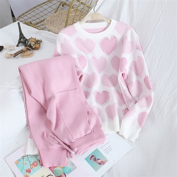 spring fall fashion sweet love print beading pullover + double pocket lace up trousers knit two-piece sets women x0923, Gray
spring fall fashion sweet love print beading pullover + double pocket lace up trousers knit two-piece sets women x0923, Gray