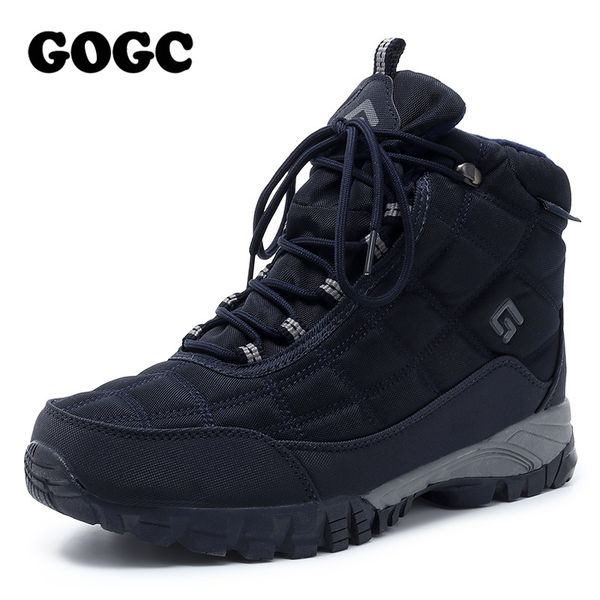 gogc for nylon winter with fur warm snow boots men's casual shoes men 200928, Black