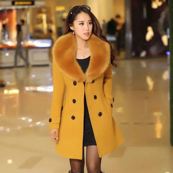 women's wool & blends 2021 winter m-5xl double breasted large fur collar coat long jacket parker high quality, Black
women's wool & blends 2021 winter m-5xl double breasted large fur collar coat long jacket parker high quality, Black