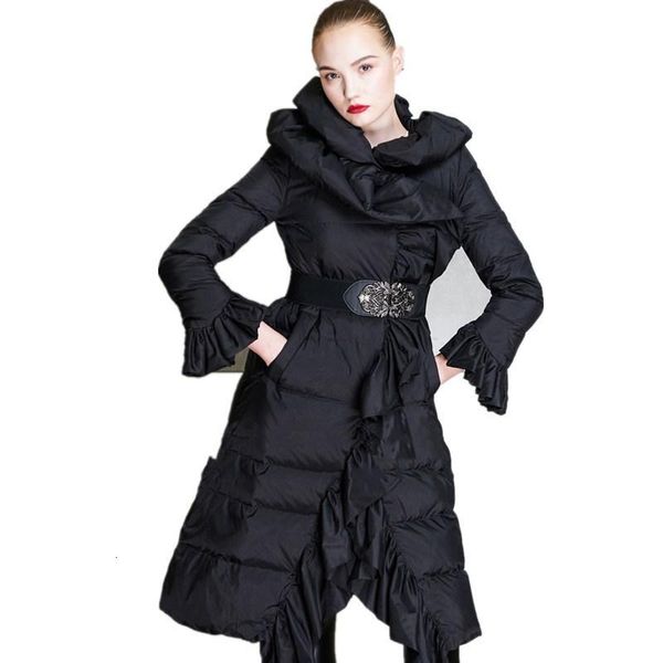 2020 winter new casaco feminino women winter down jacket ruffles belt pink down jacket womens parka mujer, Black
2020 winter new casaco feminino women winter down jacket ruffles belt pink down jacket womens parka mujer, Black