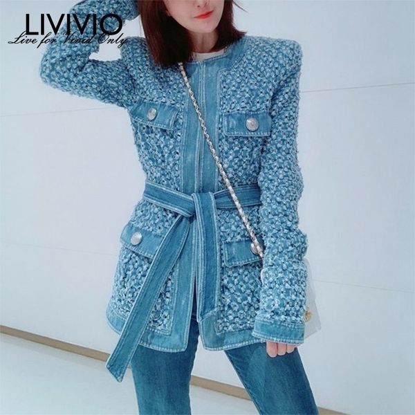 vintage blue denim jacket with belt waisted ripped hole women coat 2019 autumn long sleeve pockets streetwear new t200319, Black;brown
vintage blue denim jacket with belt waisted ripped hole women coat 2019 autumn long sleeve pockets streetwear new t200319, Black;brown
