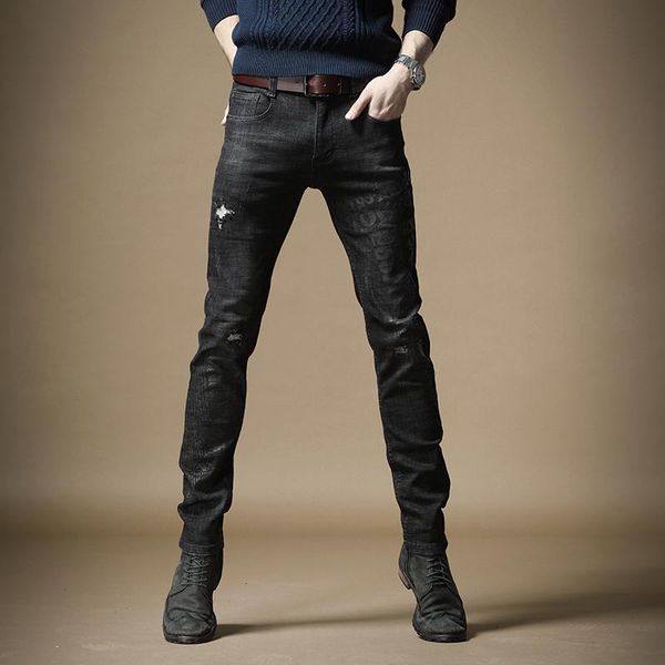 men's jeans winter printed ripped black men slim fit pencil pants streetwear heavyweight denim trousers, Blue
men's jeans winter printed ripped black men slim fit pencil pants streetwear heavyweight denim trousers, Blue