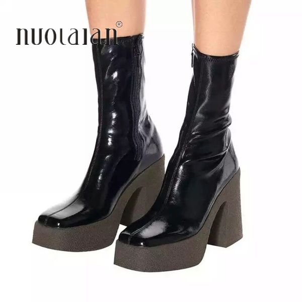 warm new 2020 autumn winter brand elastic leather shoes for women ankle boots high heels balck brown female platform boots, Black
warm new 2020 autumn winter brand elastic leather shoes for women ankle boots high heels balck brown female platform boots, Black