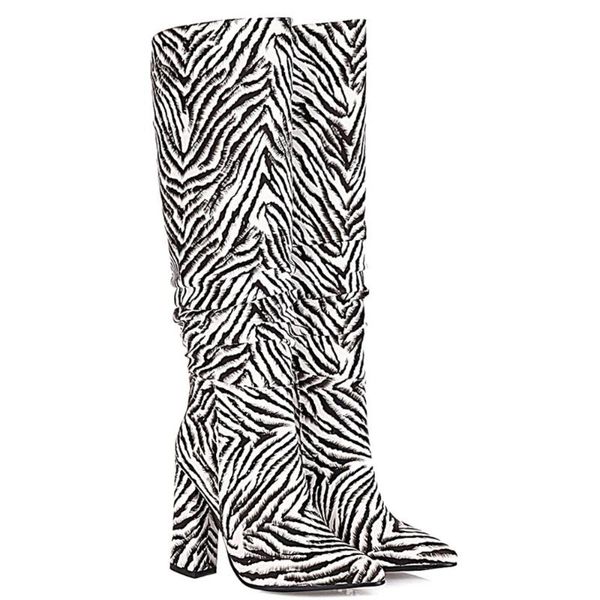 super high thick heel pointed toe pleated knee-length boots a variety of colors trendy personality fashionable high tube boots, Black
super high thick heel pointed toe pleated knee-length boots a variety of colors trendy personality fashionable high tube boots, Black