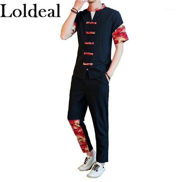 loldeal chinese style short-sleeved shirt set men's cotton and linen color matching printing retro button hanfu + pants1, White;black
loldeal chinese style short-sleeved shirt set men's cotton and linen color matching printing retro button hanfu + pants1, White;black