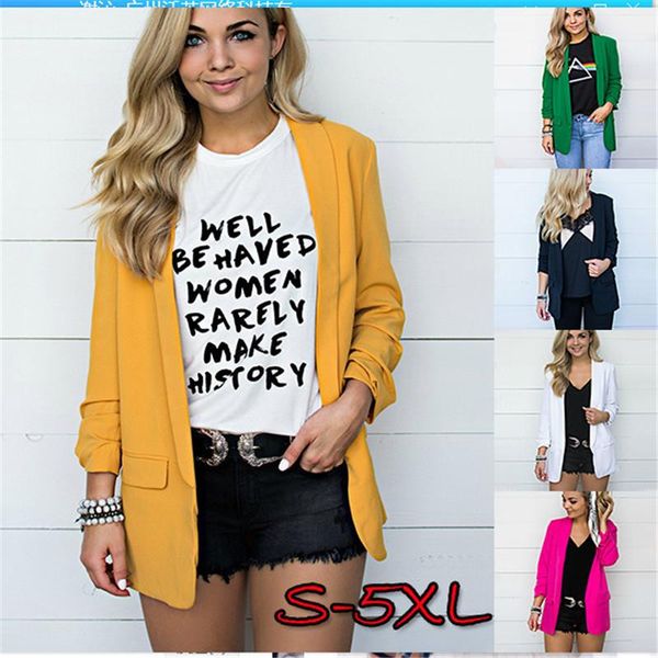 2020 selling autumn and winter women's solid color long sleeves with pockets fold-down collar small suit jacket, White;black
2020 selling autumn and winter women's solid color long sleeves with pockets fold-down collar small suit jacket, White;black