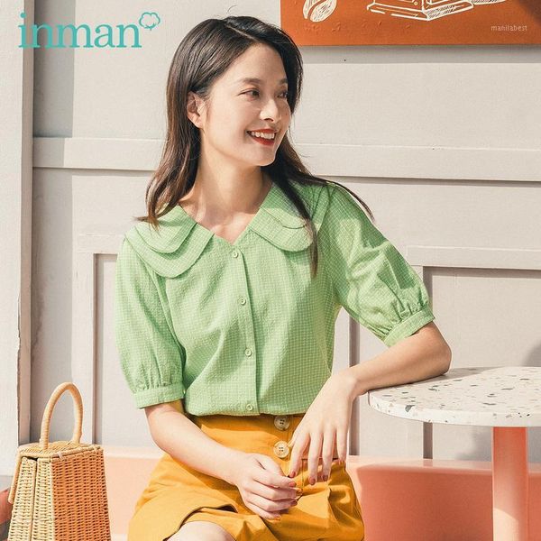 inman 2020 summer new arriavl doll collar literary pure and fresh retro plaid blouse1, White
inman 2020 summer new arriavl doll collar literary pure and fresh retro plaid blouse1, White