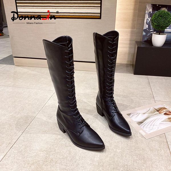 donna-in lace up knight boots pointed high boots side zipper 2020 winter thick heel fashion autumn women, Black
donna-in lace up knight boots pointed high boots side zipper 2020 winter thick heel fashion autumn women, Black