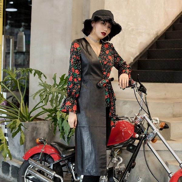 new f shirt female sashes flower printied chiffon real natural sheep leather spliced sheepskin women long sleeve1, White
new f shirt female sashes flower printied chiffon real natural sheep leather spliced sheepskin women long sleeve1, White