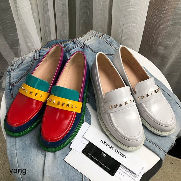lefu women's leather thick heel british style single new candy color net red one foot lazy shoes in spring of 2019
lefu women's leather thick heel british style single new candy color net red one foot lazy shoes in spring of 2019