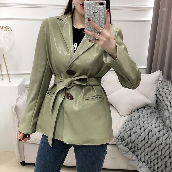 fashion glossy pu leather jacket female bright shining pu leather outerwear green apricot jackets with belt f3501, Black
fashion glossy pu leather jacket female bright shining pu leather outerwear green apricot jackets with belt f3501, Black