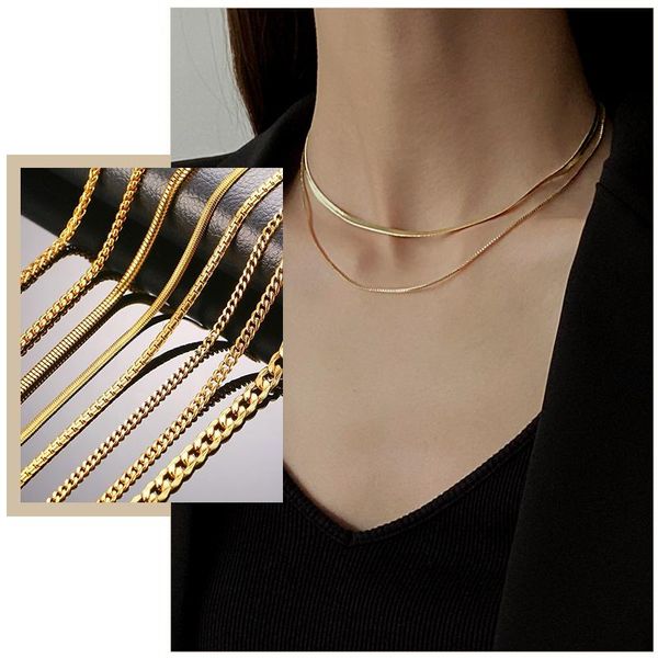 women basic snake wheat figaro rope cuban link chain necklaces stainless steel metal gold color filled chokers collar jewelry, Silver
women basic snake wheat figaro rope cuban link chain necklaces stainless steel metal gold color filled chokers collar jewelry, Silver