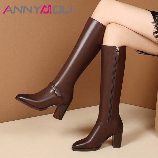 annymoli real leather high heel long boots knee high boots women shoes square toe zip rivet thick heels lady winter coffee, Black
annymoli real leather high heel long boots knee high boots women shoes square toe zip rivet thick heels lady winter coffee, Black