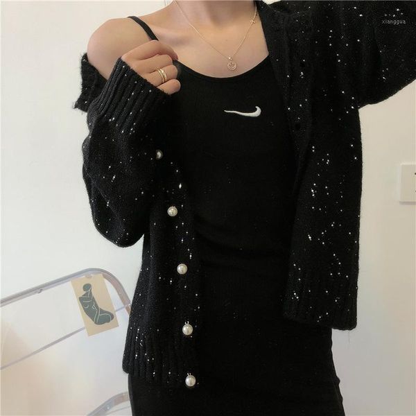 2020 autumn and winter new korean blingbling sequin sequin nightclub woman street sweater cardigan women's clothing1, White
2020 autumn and winter new korean blingbling sequin sequin nightclub woman street sweater cardigan women's clothing1, White