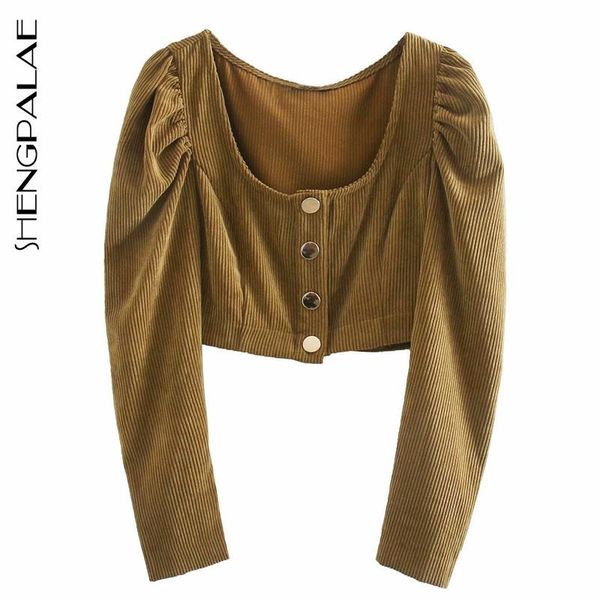 shengpalae short corduroy blouse women's spring 2021 new french style square collar long sleeve single breasted female shirt, White
shengpalae short corduroy blouse women's spring 2021 new french style square collar long sleeve single breasted female shirt, White