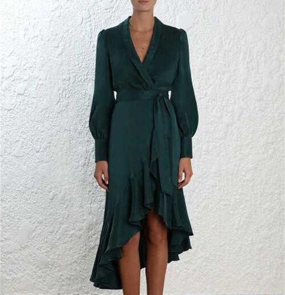2018 autumn women deep v-neck bell long-sleeved sash medium long elegant irregular dress female wrap midi satin dress1, White;black
2018 autumn women deep v-neck bell long-sleeved sash medium long elegant irregular dress female wrap midi satin dress1, White;black