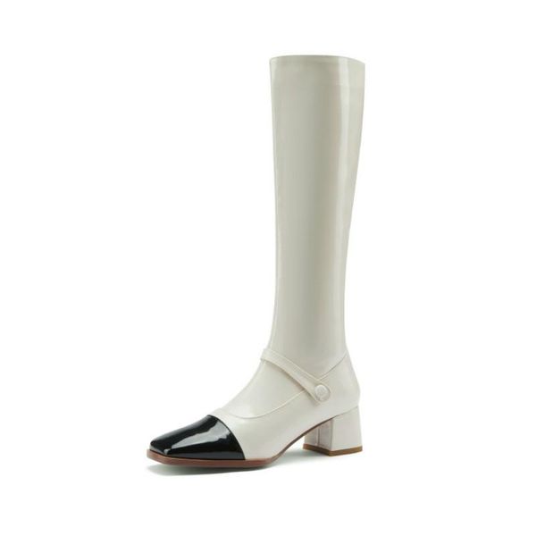 boots genuine leather autumn and winter simple fashion slimming square toe color matching thick heel but knee women's shoes34-40, Black
boots genuine leather autumn and winter simple fashion slimming square toe color matching thick heel but knee women's shoes34-40, Black