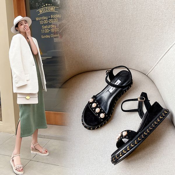 2021 women's size 22-26cm heels 5.5cm straw wedges suede sandals pearl rivets cazo, Black
2021 women's size 22-26cm heels 5.5cm straw wedges suede sandals pearl rivets cazo, Black
