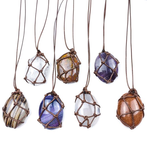 irregular natural crystal stone rope braided handmade pendant necklaces for women girl sweater decor jewelry, Silver
irregular natural crystal stone rope braided handmade pendant necklaces for women girl sweater decor jewelry, Silver
