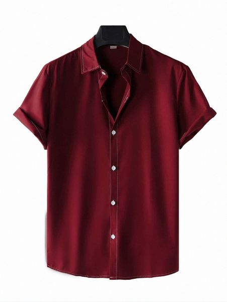 men solid button up shirt r5o4#, White;black