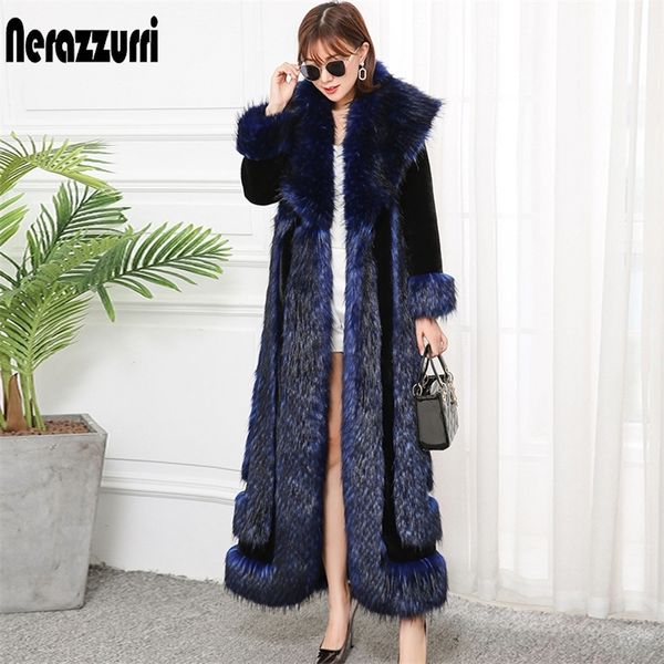 nerazzurri extra long winter faux fur coat runway womens fashion plus size streetwear fluffy thicken warm fake fur coats 201215, Black
nerazzurri extra long winter faux fur coat runway womens fashion plus size streetwear fluffy thicken warm fake fur coats 201215, Black