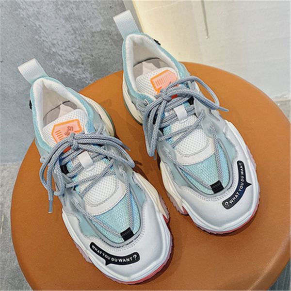 2021 new summer woman spring six in a thick background increased raised casual soft leisure shoes 13k0, Black;white