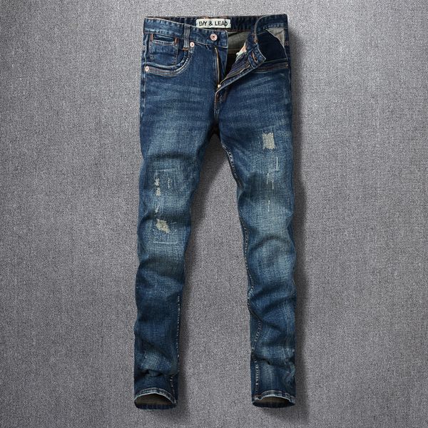 2021 new italian style fashion men jeans elastic slim fit ripped denim trousers retro dark blue vintage designer long pants lly
2021 new italian style fashion men jeans elastic slim fit ripped denim trousers retro dark blue vintage designer long pants lly
