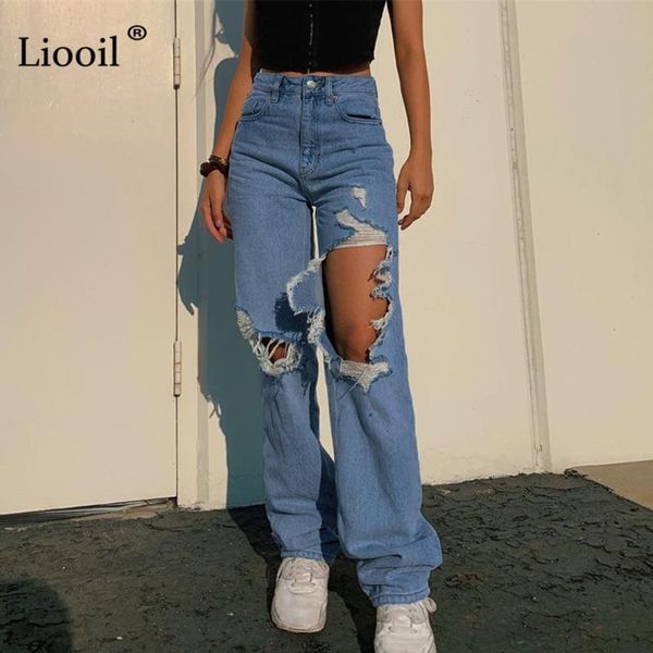 liooil ripped straight leg jeans for women streetwear 2021 high waist denim trousers with pockets blue hole jean pants
liooil ripped straight leg jeans for women streetwear 2021 high waist denim trousers with pockets blue hole jean pants