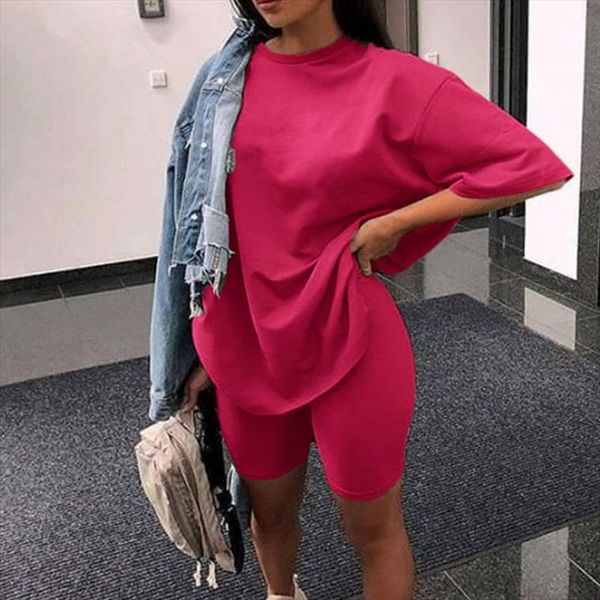 solid oversized womens 2 pieces set half sleeve t shirt with sashes biker shorts female tracksuit summer streetwear lady set, Gray
solid oversized womens 2 pieces set half sleeve t shirt with sashes biker shorts female tracksuit summer streetwear lady set, Gray