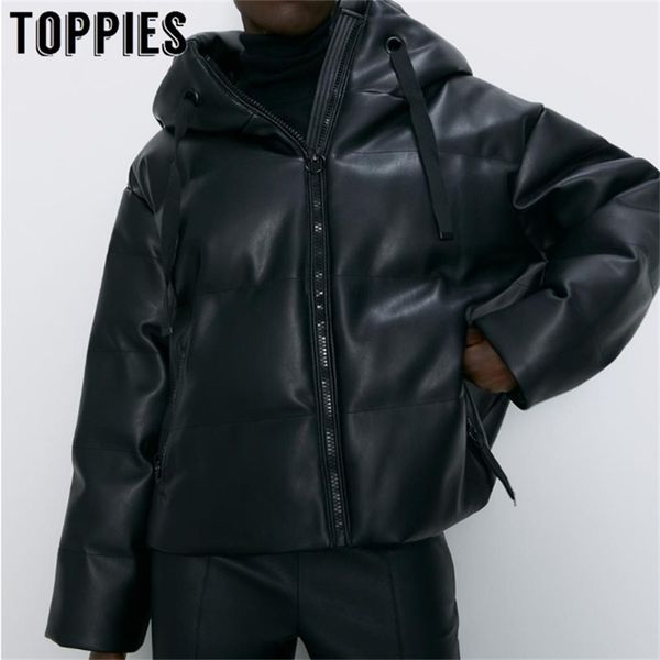 faux leather winter hooded jacket women cotton-padded parkas zipper thicker warm bread coat european clothing y201012, Black
faux leather winter hooded jacket women cotton-padded parkas zipper thicker warm bread coat european clothing y201012, Black