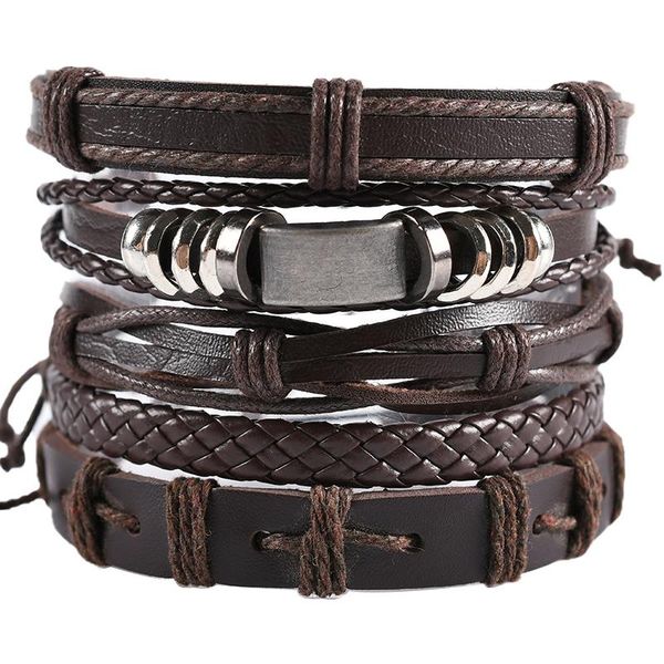 charm bracelets men's vintage multilayer leather bracelet black wrap woven fashion handmade wholesale jewelry gift, Golden;silver
charm bracelets men's vintage multilayer leather bracelet black wrap woven fashion handmade wholesale jewelry gift, Golden;silver