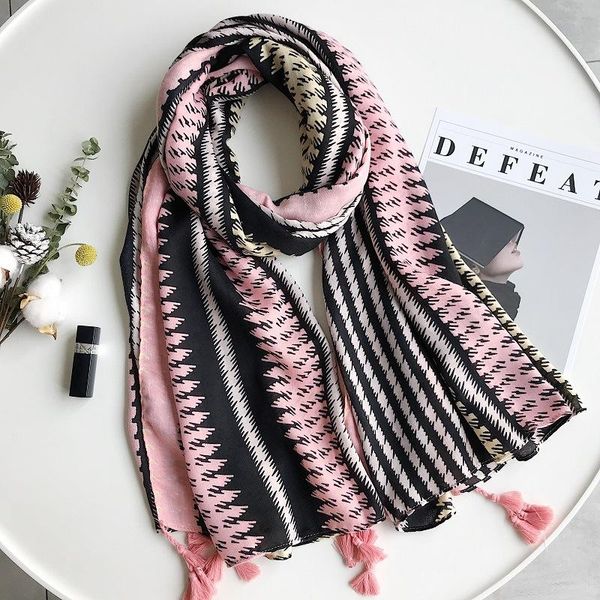 women solid geometric print twill pink scarf fashion cape shawl wrap girls striped printed long spring summer scarf with tassels, Blue;gray
women solid geometric print twill pink scarf fashion cape shawl wrap girls striped printed long spring summer scarf with tassels, Blue;gray