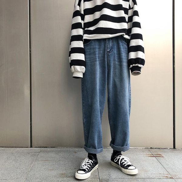 2020 spring new korean version of loose straight jeans men's trend bf wild wide leg pants wild student denim jeans, Blue
2020 spring new korean version of loose straight jeans men's trend bf wild wide leg pants wild student denim jeans, Blue