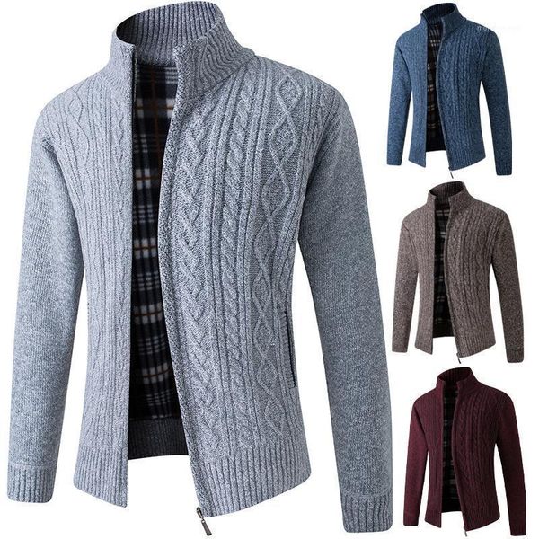 new autumn and winter men's jacket stand collar solid color young and middle-aged plush thickened jacket cardigan fashion casual1, White;black
new autumn and winter men's jacket stand collar solid color young and middle-aged plush thickened jacket cardigan fashion casual1, White;black
