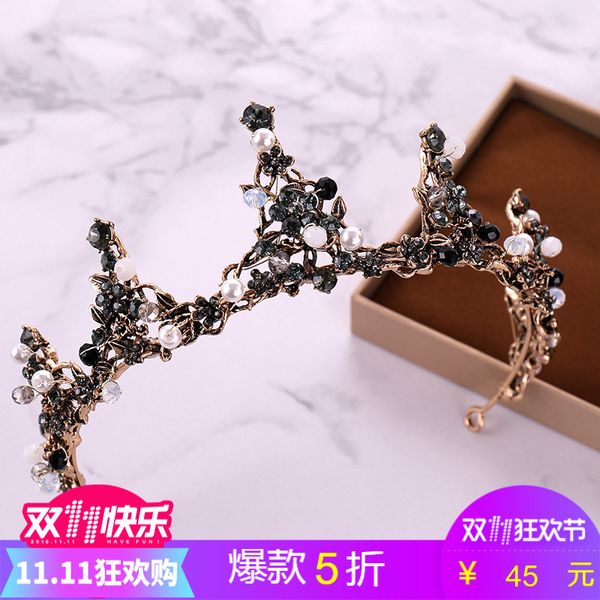 baroque bridal headdress black crown, female 18-year-old net red show p crown, Silver
baroque bridal headdress black crown, female 18-year-old net red show p crown, Silver