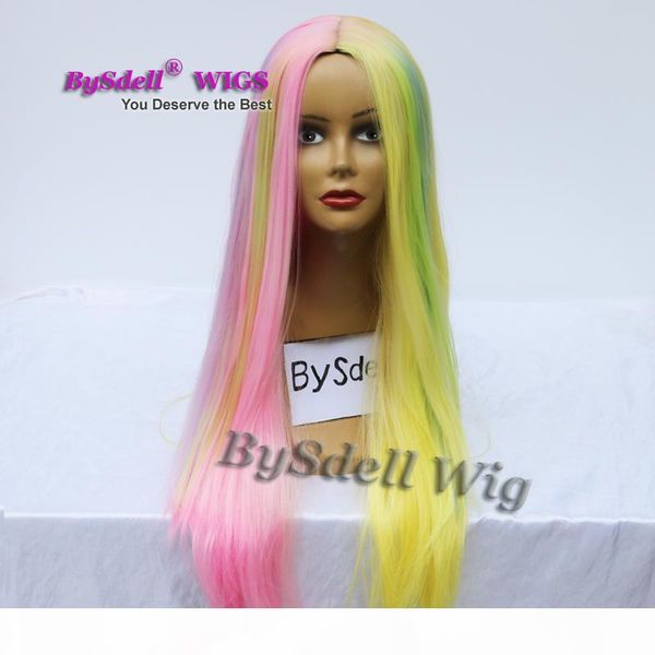 bravo colorful mermaid rainbow color wig half pink half yellow hair halloween wig synthetic highlight pinao color lace front no lace wigs, Black
bravo colorful mermaid rainbow color wig half pink half yellow hair halloween wig synthetic highlight pinao color lace front no lace wigs, Black