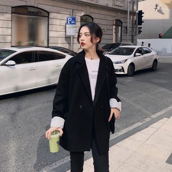 women's suits & blazers vintage korean ladies blazer loose casual solid black stylish suit jacket bleiser mujer spring autumn women, White;black
women's suits & blazers vintage korean ladies blazer loose casual solid black stylish suit jacket bleiser mujer spring autumn women, White;black