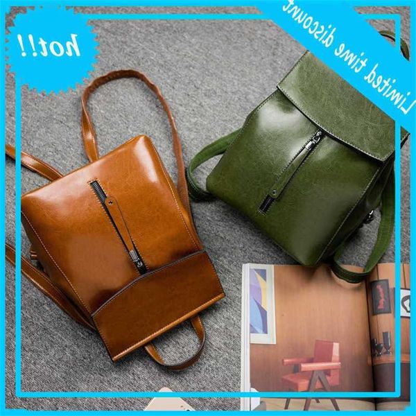 2020 oil wax double leather women's bag, new korean fashion versatile one shoulder backpack
2020 oil wax double leather women's bag, new korean fashion versatile one shoulder backpack