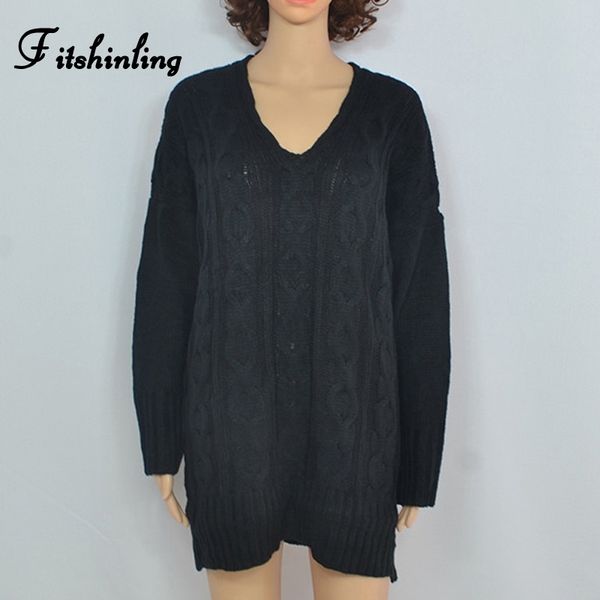 fitshinling twist oversized long sweater knitwear fashion v neck winter women sweaters and pullovers side slit loose jumpers new y200720, White;black
fitshinling twist oversized long sweater knitwear fashion v neck winter women sweaters and pullovers side slit loose jumpers new y200720, White;black